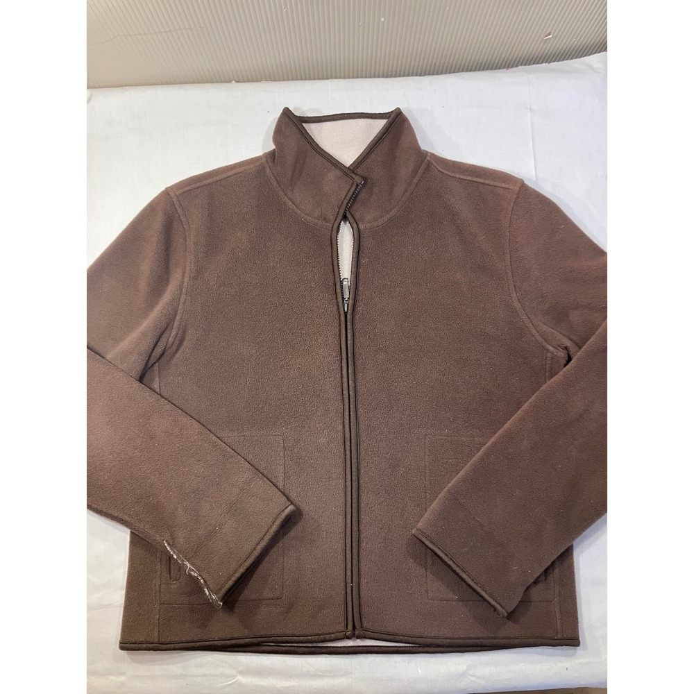 Barrage Authentic‎ Men Brown Fleece Zip Up Jacket Stand Collar Casual Size M